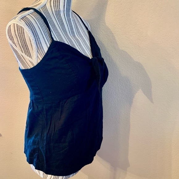 Old Navy Tank Top XS Black Adjustable Spaghetti Straps Wrapped Tie at Chest - Picture 5 of 12